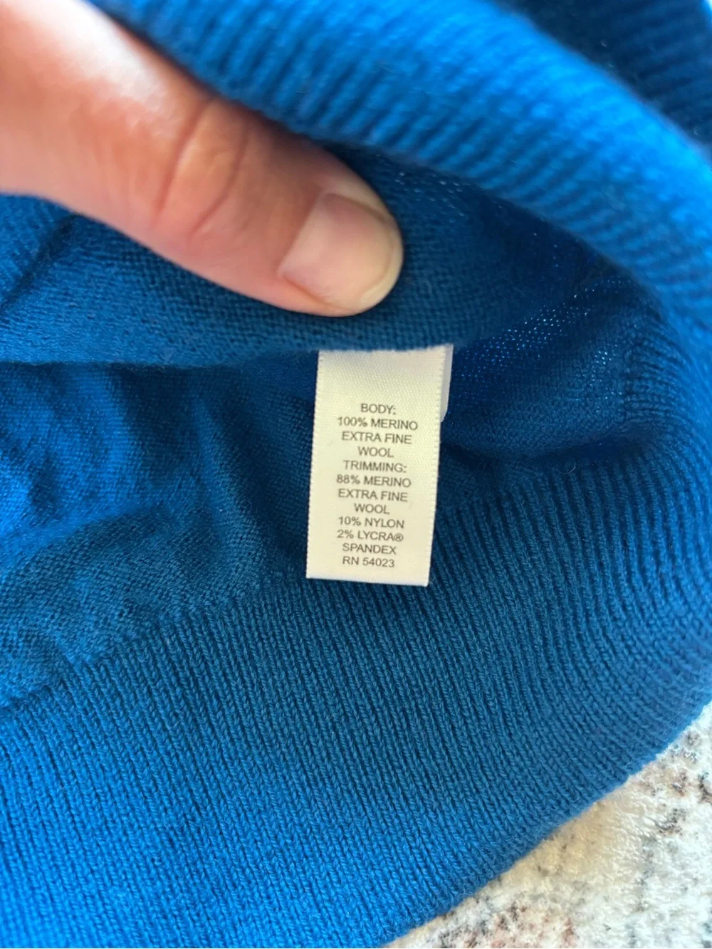 Banana Republic 100% Extra fine Merino Wool Men's V-Neck Sweater in Blue